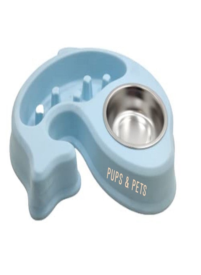 Pups&Pets Pet Bowl Stainless Steel Dog Pet Double Bowls Plastic Slow Food Bowls Feeding and Drinking Bowls Anti-Slip Mats, Ideal for Puppies, Small/Medium Sized Dogs Cats (Color May Vary) - Image 1